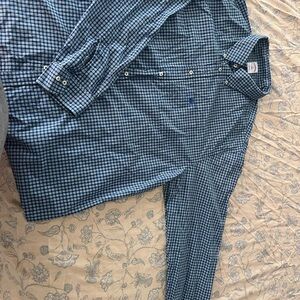 Brooks Brothers Blue Checkered Casual Button Down Shirt